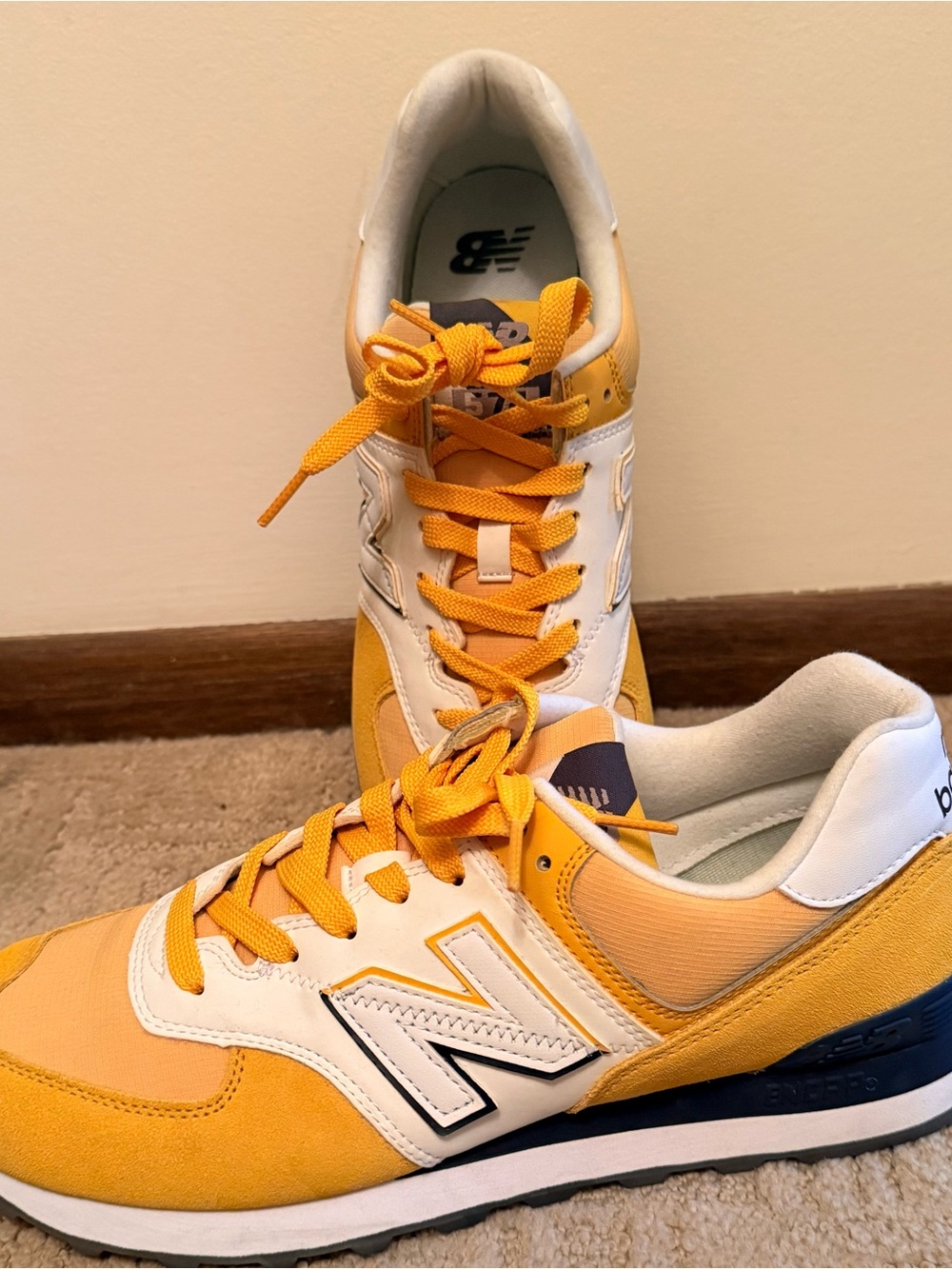 New Balance Women's Yellow and White Lace-Up Sneakers